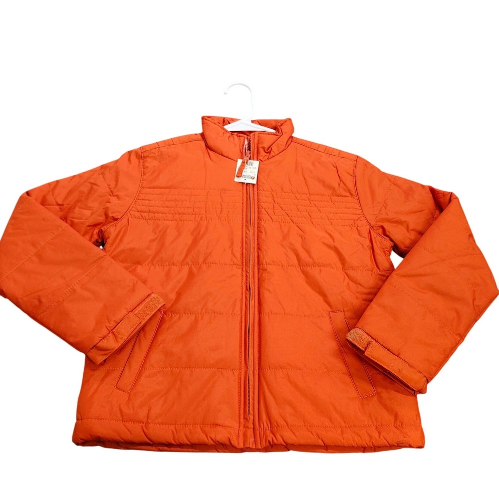 Simply Basic Kids Orange Quilted Puffer Jacket Full Zip Stand Collar Size M 8/10
